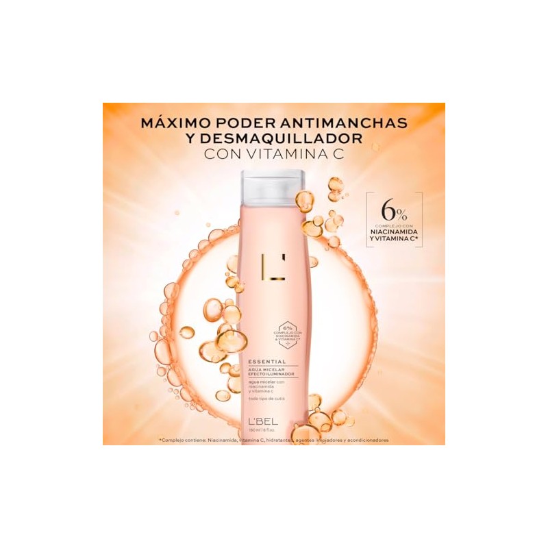 L'BEL - Essential Agua Micelar Desmaquillante con Efecto Iluminador 180
