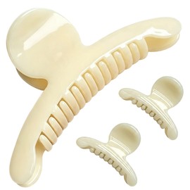 Claw Clips Set for Standard Thick Hair, 5.0" Big Claw Clip & 1.9" Mini Bangs Clip, Cute Octopus Head Jaw Clips, Double Non-Slip Teeth (8 + 8), Strong Hold, Hair Accessories for Women & Girls