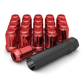 White Knight 3807RDT-20AM M12x1.50 Red 6 Spline Lug Nut with Key, 20 Pack (for AFTERMARKET Wheels with Smaller 0.80" Diameter Seating)