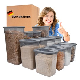 Storage Jars with Lid, Airtight, Various Sets, Kitchen Organiser, Storage Box, BPA-Free, Stackable Storage Containers for Food & HLKaufBlock (4 x 1900 ml & 1 x HLKauf-Block)