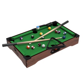 Mini Pool Table - 20-Inch Portable Tabletop Billiards Game with Cue Balls, Sticks, Chalk, Brush, and Triangle Rack - Table Games by Hey Play