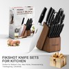 Knife Block Set, FIKSHOT Kitchen Knife Sets, High Carbon Stainless