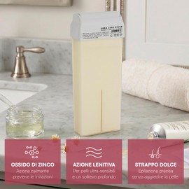 Ricarica Ceretta Rullo all'Ossido di Zinco, Cera Depilatoria Roll On Professionale, Compatibilità Universale, Azione Lenitiva per Pelli Sensibili Contro Irritazioni e Rossori - 6 Cartucce da 100ml