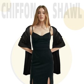 Stole Women's Festive, Scarves & Shawls for Women, Scarves for Women, Stole for Evening Dress, Chiffon Scarves, Pashmina Scarf, Women's Shawl, Elegant Black, Black(79" x 28"), Unit size