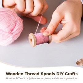 Wooden Thread Spools for Crafts (60 PCS), 1.8 x 1.2 Inches Small Empty Wood Spools with Smooth Surface, Unfinished Wooden Spools for Art, Thread Twine Ribbon, DIY Crafts Home Decor