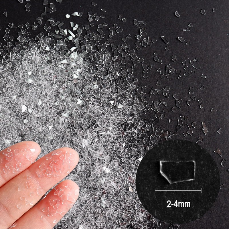 Diamond Dust Glitter,5.3oz/150g Crushed Glass,2-4mm Clear Crystal Chip