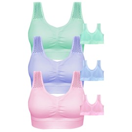 3-Pack Women's Seamless Wireless Cooling Back Comfort Bra with Removable Pads (as1, Alpha, one_Size, Regular, Regular, X-Large, Blue Glass, Lady Pink and Purple Heather)