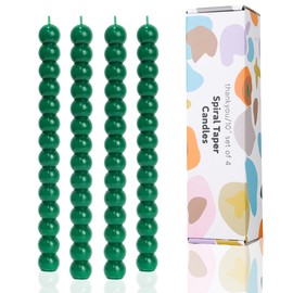 LPUSA Green Tall Taper Candles Stick Dripless Unscented Dinner Spiral Candle for Holiday Wedding Party Wax Unscented Dinner Candle Dripless,Christmas Gift H 10 Inch, 4pcs（Dark Green-C）