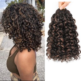 Pre looped Gogo Curl Crochet Hair 12 Inch 8 Packs Pre twisted Short Curly Crochet Hair for Black Women Ocean Wave Braiding Hair Water Wave Deep Braiding Hair (12 inch, P4/30)