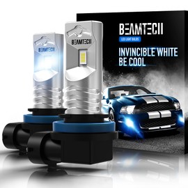 BEAMTECH H8 Fog Light Bulb,6500K White 1:1 Size Super Bright Non-Polarity of 2