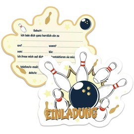 Ormromra Pack of 15 Bowling Invitation Cards Children's Birthday Party 12.5 x 10.5 cm Children's Party Birthday Invitations for Girls Boys
