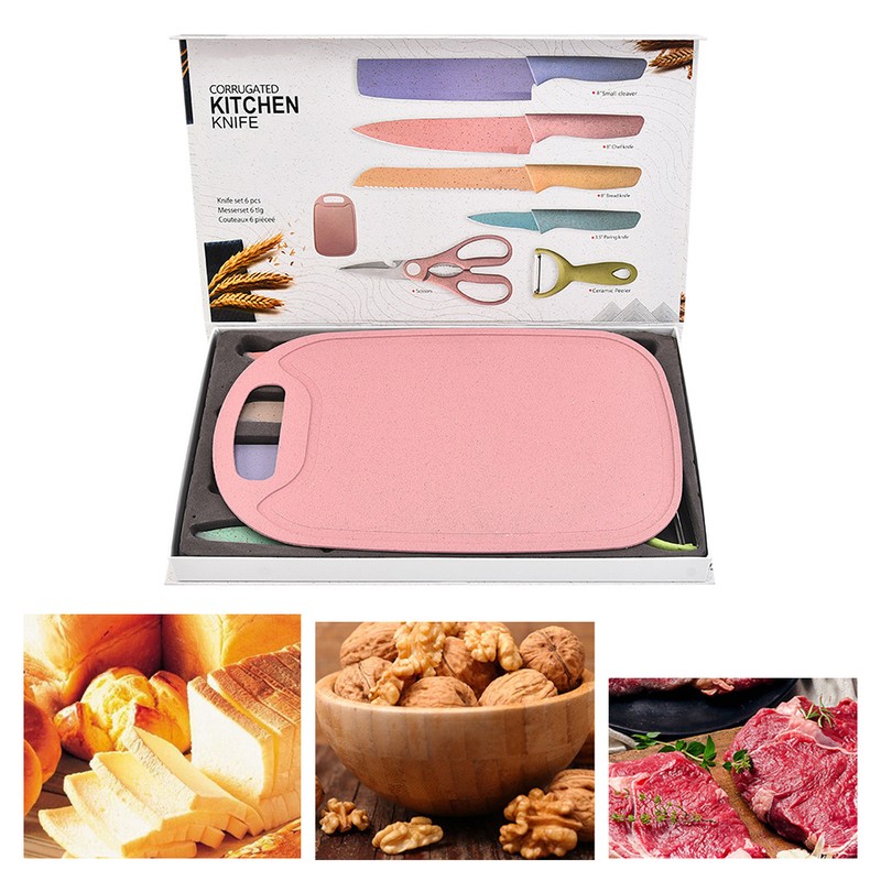 7 PCS Wheat Straw Knife Set Chef Knife Bread Knife