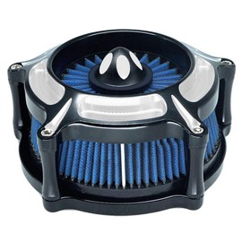 Air Filter Intake Motorcycle Turbine Cleaner Kit Cnc Cut Chrome for Harley Touring Street Glide 2008-2016 Softail 2016-2017 Fitment - C (Blue)