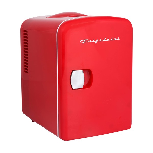 Frigidaire RED EFMIS149_AMZ Mini Portable Compact Personal Fridge Cooler, 4 Liter Capacity Chills Six 12 oz Cans, 100% Freon-Free & Eco Friendly, Includes Plugs, standard