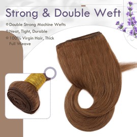 Elailite Real Hair Wefts, Sew-in Human Hair Bundles, Brazilian Hair Bundles Extensions, Hair Extensions, (50 cm, 100 g) Straight, #06 Light Brown