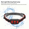 USB Rechargeable LED Headlamp Waterproof Outdoor Red Light Warning Head
