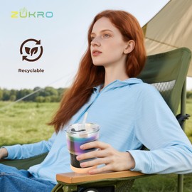 Zukro 13 oz/400ml Glass Iced Coffee Cups with Lids and Straw| Leakproof Reusable Cute Thick Wall Glass Coffee Tumbler With Silicone Boot for Water, Matcha, Juice, Smoothie| 4 Pack| Amber