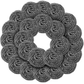 Roshtia Stainless Steel Scrubber Bulk Large Steel Wool Scrubber 50 Gram Stainless Steel Scourers Sponges Stainless Steel Scouring Pads for Cleaning Dishes, Stoves, Pots, Pan, Cooker Hoods(24 Pcs)