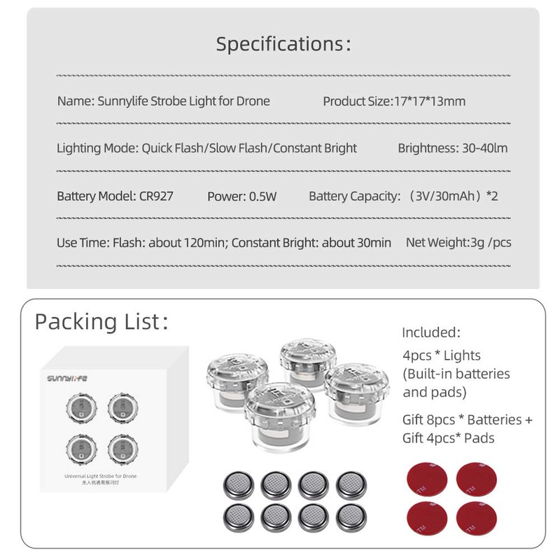 4Pcs Drone Strobe Lights, Anti Collision Light for Drone Night