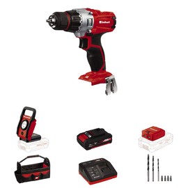 Einhell TE-CD Power X-Change 18-Volt Cordless 1250-RPM MAX 2-Speed 20+1-Torque Setting Workshop Drill/Driver Kit, w/Tool Bag, LED Lamp, Drill Bits, Keyless Chuck, Kit (1.5-Ah Battery + Fast Charger)