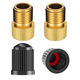 TCPENG® Presta Valve Adaptor, Convert Presta to Schrader Adapter for Bike, Inflate Tire Using Standard Pump or Air Compressor, with Tyre Valve Caps (2PCS)