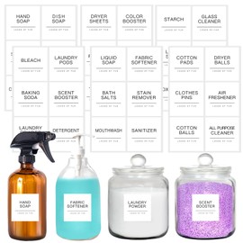 HVSWLY Laundry Labels for Jars,36PCS Laundry Stickers Labels for Containers,Minimalist Bathroom and Laundry Room Labels(White)