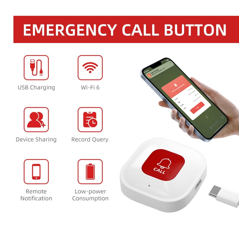 WiFi Smart SOS Call Button, Wireless Smart SOS Emergency Button,