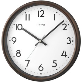Mag W-768 BR-Z Noah Precision Wall Clock, Radio Clock, Analog, Cute, Stylish, Simple, Interior, Scandinavian, Wood Grain, Woody, Diameter 11.0 inches (27.8 cm), Night Second Hand Stop, Brown Torte