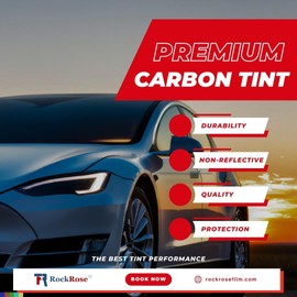 RockRose 5% Premium Carbon Car Window Tint Film 36 in x 100FT 2PLY Charcoal Privacy Film UV, Heat Blocking Tint for Car or Home Adhesive Film Easy Shrink, Plotter Friendly Pro Grade