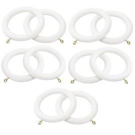 Merriway BH03281 Bulk Hardware Wooden Curtain Drapery Pole Rod Rings with Screw Eye, Inner 48mm (1.15/16 inch) Outer Dia. 70mm (2.3/4 inch) -White, Pack of 10 Suitable for up to 40mm