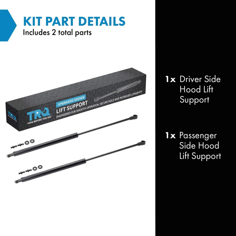 TRQ Driver & Passenger Side Hood Lift Support Shock Strut