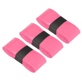 PATIKIL Tennisschläger-Griffband, 3er-Pack PU-Schläger-Overgrip mit Dämpfungsrillen, rutschfestem, saugfähigem perforiertem Griffband, flach klebend für Badminton, Angelrute, Pink