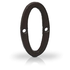 Basic Fundamentals 3-Inch Cast Iron Numbers for Wall and Mailbox - Number 0 - Industrial Design Mailbox Numbers for Address Sign and House Decor - Black Brown