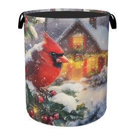 Red Cardinal Cottage Foldable Laundry Hamper - Waterproof Fabric Storage Basket with Handles, Clothes Hampers for Laundry,Bedroom,Dorm