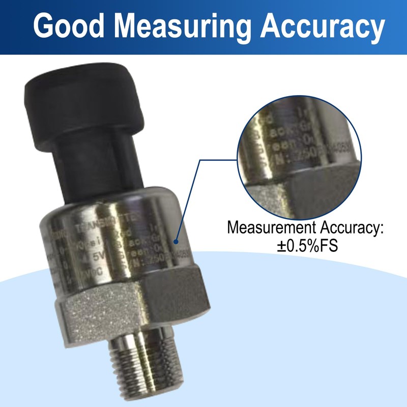 100 PSI Stainless Steel Pressure Sensor/Transducer – 1/8"-27 NPT Thread