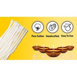 IndianStore4All Puja Cotton Wicks Religous Long Jyot Bati Akhand Oil Lamp Diya Diwali Lighting