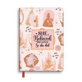 WHLBHG Princess Lover Gifts Princess Leather Notebook She Believed She Could So She Did Notebook Cartoon Animation Princess Fans Gifts Writing Planner (Princess She Believed)