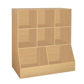 DINZI LVJ Toy Storage Organizer, Kids Bookshelf, Wood Toy Storage Cabinet, 3-Tier 8 Cubby Children Bookcase, 39.4" L Toddler Book Shelf for Playroom, Living Room, Nursery, Hallway, School, Natural