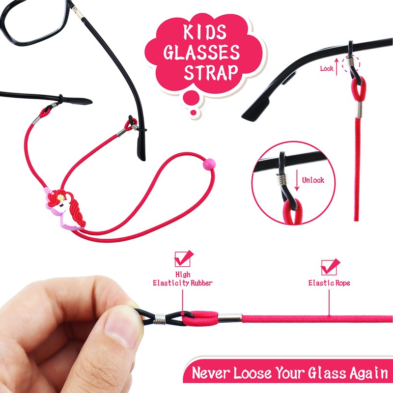 YETOOME 8 PCS Kids Glasses Strap Unicorn Rainbow Anti-slip Eyeglass