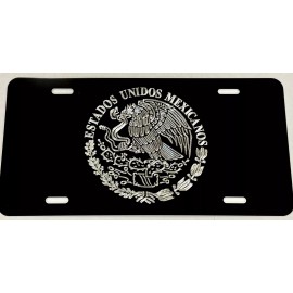 Diamond Etched Products Engraved Mexican Eagle Mexico Coat Of Arms Car Tag Diamond Etched License Plate