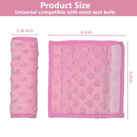 Pink Car Seat Strap Cover 2 Pack for Baby Girl, Soft Car Seat Strap Shoulder Pads for All Car Seats, Stroller, Pushcar