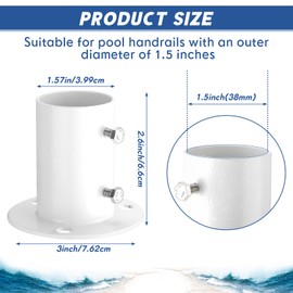 JaGely 4 Pieces 304 Stainless Steel Deck Flanges White Flange Rod End Holder Pool Deck Anchors Pool Handrail Flange for 1.5" Above Ground Pool Ladders and Handrails Installation and Replacement