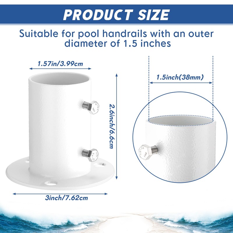 JaGely 4 Pieces 304 Stainless Steel Deck Flanges White Flange