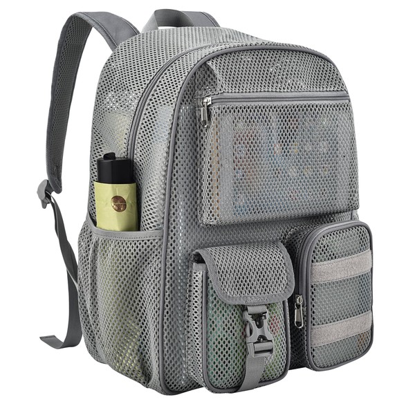 AROUVOG Mesh Backpack for School,with Inner Laptop Compartment,Semi-transparent Bookbag with