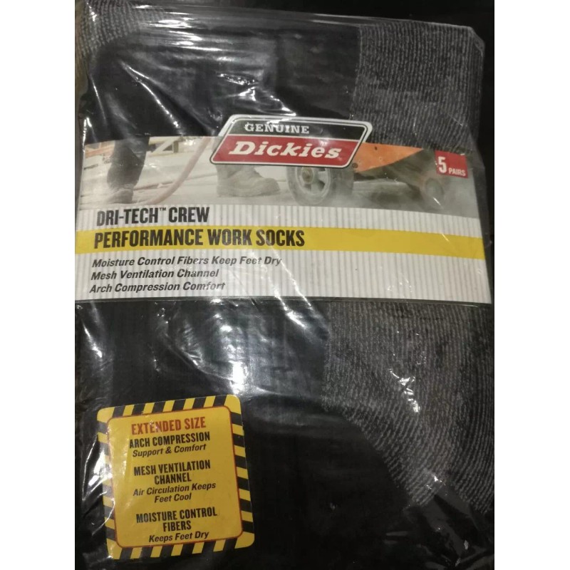 Dickies Big and Tall Men's Dri-Tech Comfort Crew Work Socks