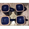 Royal Norfolk Blue/Brown Stoneware Coffee Mugs Dinnerware Cups-Set Of 4-SHIP24H