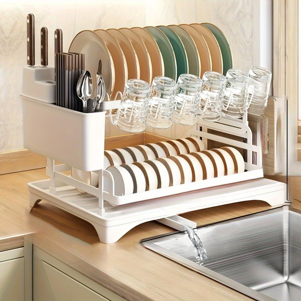 BCWW 2-Tier Dish Racks for Kitchen Counter, Multifunctional Dish Drying