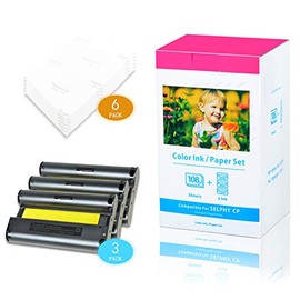 USUPERINK 108 Ink Paper Sheets + 3 Ink Toners Color Ink Cassette Paper Glossy Compatible for Canon KP-108IN Ink/Paper Set Work with Selphy CP1300 CP1200 CP910 CP900 CP770 CP760 Compact Photo Printers