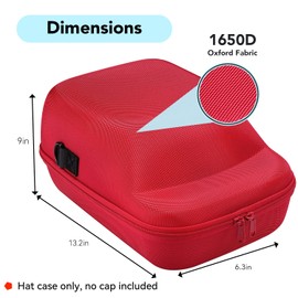 Hard Hat Case for Baseball Caps - Cap Storage for Baseball Caps with Carrying Handle & Shoulder Strap - This Organizer Holder Protects up to 6 Hats - Perfect for Traveling & At-Home Storage - Red
