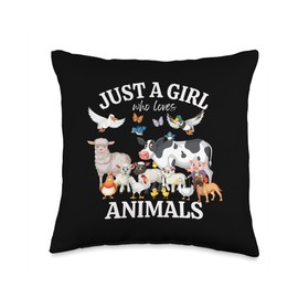 Just a Girl Who Loves Animals for Girls Who Love Animals Throw Pillow